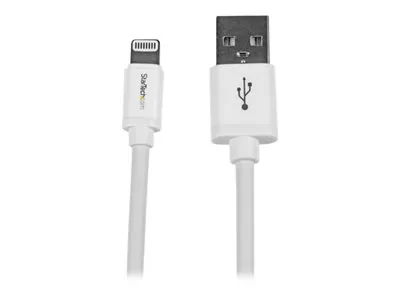 Startech 2m (6ft) Long White Apple 8-pin Lightning Connector to USB Cable for iPhone / iPod / iPad - Charge and Sync Cable (USBLT2MW) - Kabel Lightning - Lightning s piny (male) do USB s piny (male) - 2 m - dvojnásobne stínený - bílá - pro P/N: KITBXAVHDP