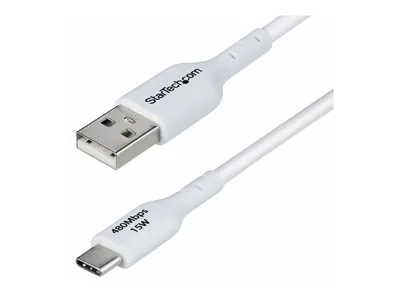 StarTech 2m (6.6ft) White USB-A to USB-C Charging Cable/Cord, M/M - USB kabel - USB (M) do USB-C (M) - USB 2.0 - 3 A - 2 m - neobsahuje halogen, pasivní, nabíjení a synchronizace, USB Fast Charge (15W) - bílá