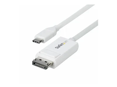 StarTech 6.6ft (2m) USB C to DisplayPort 1.2 Cable, Bidirectional - Kabel DisplayPort - USB-C (M) do DisplayPort (M) - Displayport 1.2/Thunderbolt - 1.9 m - aktivní, dvousmerný, podpora 4K60Hz - bílá