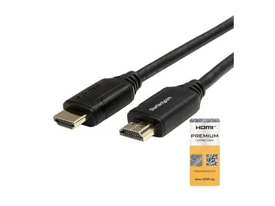 Startech StarTech.com Premium Certified High Speed HDMI 2.0 Cable with Ethernet - 1.5ft 0.5m - HDR 4K 60Hz - 20 inch Short HDMI Male to Male Cord (HDMM50CMP) - Kabel HDMI s ethernetem - HDMI s piny (male) do HDMI s piny (male) - 50 cm - černá - pro P/N: K