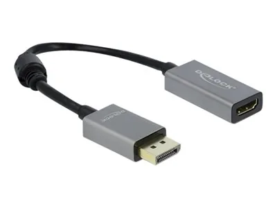 Delock - Video adaptér - DisplayPort s piny (male) do HDMI se zdířkami (female) - 20 cm - šedá, černá - podporuje 4K, aktivní