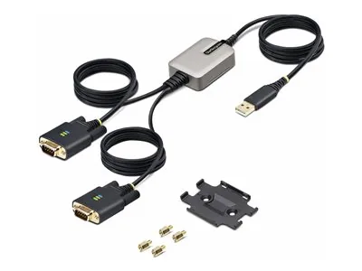StarTech 13ft (4m) 2-Port USB to Serial Adapter Cable, Interchangeable DB9 Screws/Nuts, COM Retention, USB-A to DB9 RS232, FTDI, Level-4 ESD Protection, Windows/macOS/ChromeOS/Linux - Rugged TPE Construction (2P6FFC-USB-SERIAL) - USB / sériový kabel - USB