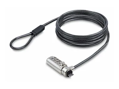 Startech Slim Lock K-Slot Compatible, 6.6ft Combination Locking Cable - Bezpečnostní kabelový zámek - černá a stříbrná - 2 m - kompatibilní s TAA