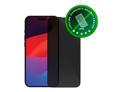 dbramante1928 Eco-shield - Ochrana obrazovky pro mobilní telefon - s bezpečnostním filtrem - barva rámu černá - pro Apple iPhone 15 Pro