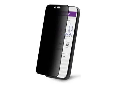 Startech - Ochrana obrazovky pro mobilní telefon - 4cestný filtr, 4cestný 360, podporuje orientaci na výšku/na šírku, dotykové ovládání - sklo - s bezpecnostním filtrem - ctyrcestné - lepicí - cerná - kompatibilní s TAA - pro Apple iPhone 16 Pro
