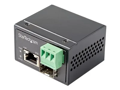 Startech PoE+ Industrial Fiber to Ethernet Media Converter 30W, SFP to RJ45, Singlemode/Multimode Fiber Optic to Copper Gigabit Ethernet, Mini/Compact Size, IP-30/ -40 to +75C, 1Gbps - Mini Media Converter (IMC1GSFP30W) - Konvertor médií s optickými vlákn