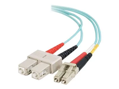 C2G LC-SC 10Gb 50/125 OM3 Duplex Multimode PVC Fiber Optic Cable (LSZH) - Síťový kabel - SC několik režimů (M) do multirežim LC (M) - 15 m - 15 m - optické vlákno - duplex - 50 / 125 mikron - OM3 - neobsahuje halogen - vodě - barva