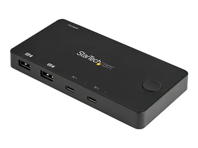 Startech 2 Port USB C KVM Switch, 4K 60Hz HDMI, Compact Dual Port UHD USB Type C Desktop Mini KVM Switch with USB C Cables, Bus Powered, MacBook iPad Pro ThinkPad IdeaPad EliteBook - 4K HDMI KVM Switch - Přepínač KVM / audio - 2 x KVM / zvuk - desktop