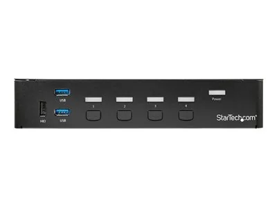 Startech 4 Port DisplayPort KVM Switch - DP KVM Switch with Audio and Built-in USB 3.0 Hub for Peripherals - 4K 30Hz (SV431DPU3A2) - Přepínač KVM / USB - 4 x KVM / zvuk / USB + 3 x SuperSpeed USB - 1 místní uživatel - Lze montovat do rozvaděče - AC 120/23