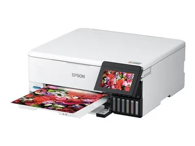 Epson EcoTank ET-8500 - Multifunkční tiskárna - barva - tryskový - plnitelný - A4/Letter (média) - až 16 stran/min. (tisk) - USB, LAN, Wi-Fi(ac), hostitel USB - bílá