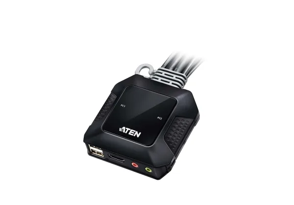 ATEN 2-Port USB 4K HDMI Cable KVM Switch with Remote Port Selector