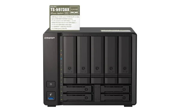 QNAP TS-h973AX-32G (Ryzen 2,2GHz, ZFS, 32GB RAM, 5x 3,5" + 4x 2,5" SATA 2x U.2, 2x 2,5GbE, 1x 10GbE)