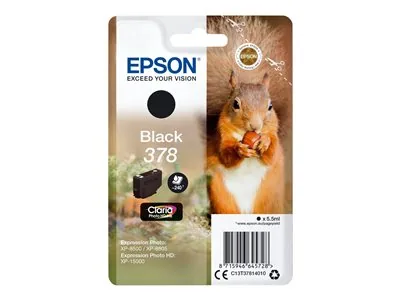 Epson 378 - 5.5 ml - černá - originální - blistr s RF / akustickým alarmem - inkoustová cartridge - pro Expression Home XP-8605, 8606; Expression Home HD XP-15000; Expression Photo XP-8500, 8700