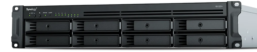 Synology RackStation RS1221+ - Server NAS - 8 zásuvky - k upevnění na regál - SATA 6Gb/s - RAID 0, 1, 5, 6, 10, JBOD - RAM 4 GB - Gigabit Ethernet - iSCSI podpora - 2U