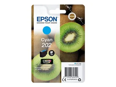 Epson 202 - 4.1 ml - azurová - originální - blistr s RF / akustickým alarmem - inkoustová cartridge - pro Expression Premium XP-6000, XP-6005