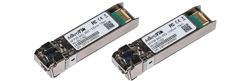 MikroTik XS+2733LC15D, SM, 15km, 1/10/25G, 1270nm + 1330nm, pár modulů