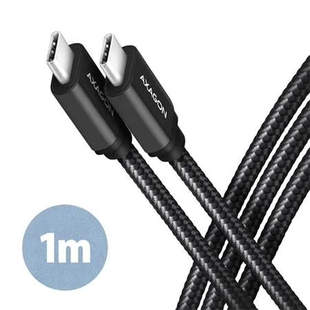 AXAGON BUCM3-CM10AB, SPEED kabel USB-C  USB-C, 1m, USB 3.2 Gen 1, PD 60W 3A, ALU, oplet, černý