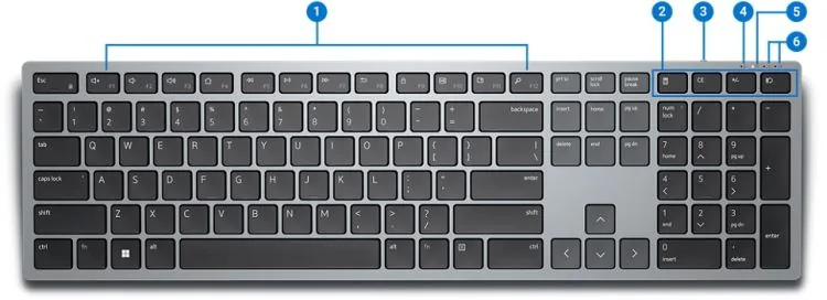 Dell Pro Plus KB700 - Klávesnice - bezdrátový - 2.4 GHz, Bluetooth 5.0 - QWERTZ - česká/slovenská - titanová šedá - s 3 years Advanced Exchange Service