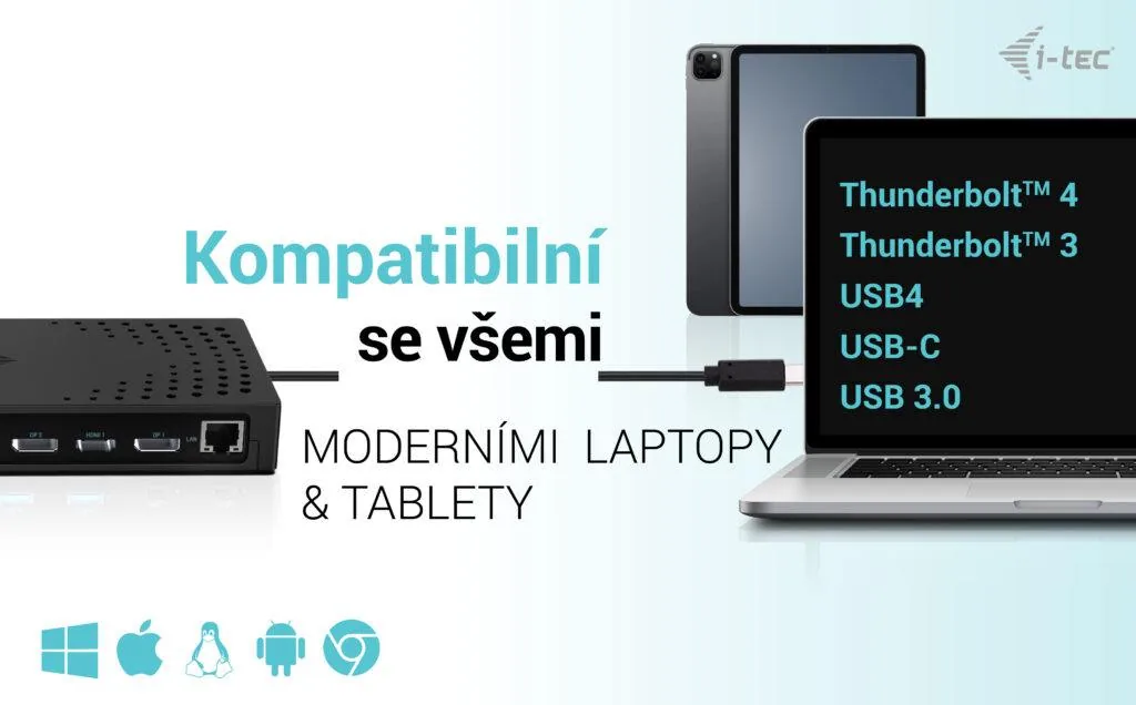 i-tec USB 3.0 / USB-C / Thunderbolt, 3x 4K Docking Station Gen 2, Power Delivery 100W