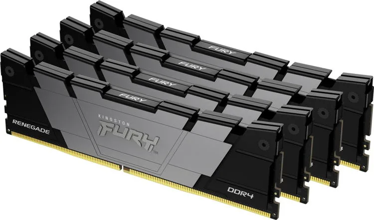 Kingston FURY Renegade - DDR4 - sada - 64 GB: 4 x 16 GB - DIMM 288-pin - 3600 MT/s / PC4-28800 - CL16 - 1.35 V - bez vyrovnávací paměti - bez ECC - černá