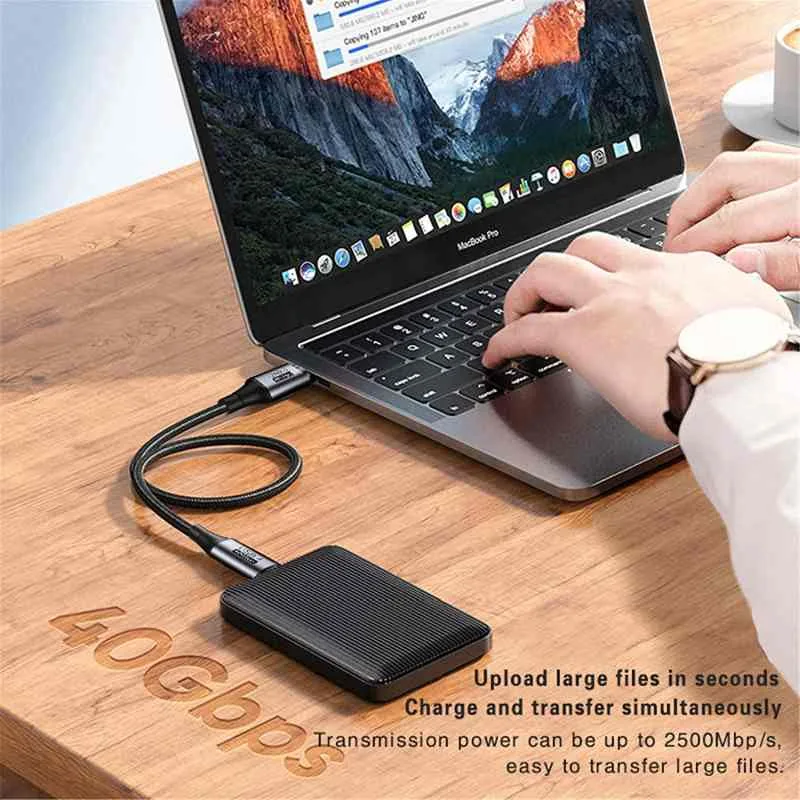 PremiumCord USB4 Gen 3x2 40Gbps 8K@60Hz 240W,Thunderbolt,0,8m zahnutý
