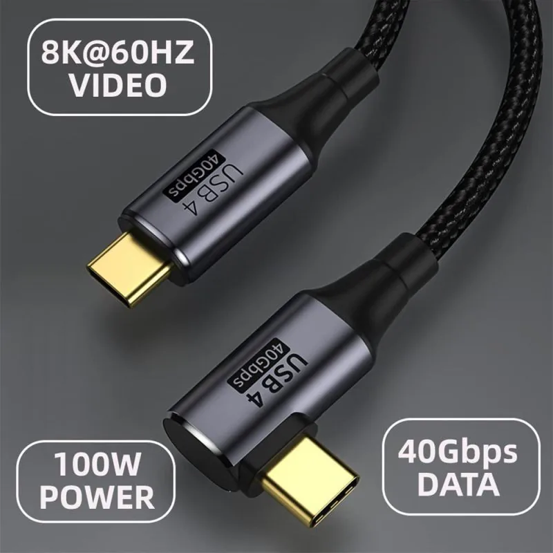 PremiumCord USB4 Gen 3x2 40Gbps 8K@60Hz 240W,Thunderbolt,0,8m zahnutý