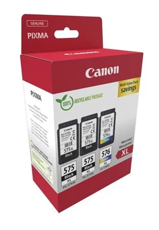Canon PG-575XLx2/CL-576XL Multipack - 3-balení - Vysoká výtěžnost - černá, barva (azurová, purpurová, žlutá) - originální - závěsný box - inkoustová cartridge - pro PIXMA TR4750i, TR4751i, TR4755i, TS3550i, TS3551i