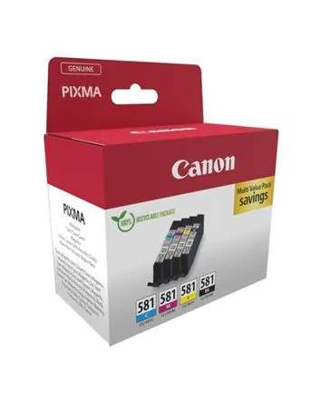 Canon CLI-581 BK/C/M/Y Multi Pack - 4-balení - 5.6 ml - černá, žlutá, azurová, purpurová - originální - pouzdro - inkoustový zásobník - pro PIXMA TS6251, TS6350, TS6351, TS705, TS8252, TS8350, TS8351, TS8352, TS9550, TS9551