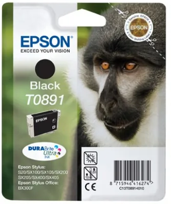 Epson T0891 - 5.8 ml - černá - originální - blistr - inkoustová cartridge - pro Stylus S21, SX110, SX115, SX210, SX215, SX218, SX400, SX410, SX415; Stylus Office BX300