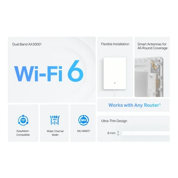 TP-Link Archer Air E5 V1 - Wi-Fi extender - Wi-Fi 6 - 2.4 GHz, 5 GHz - nástěnná montáž