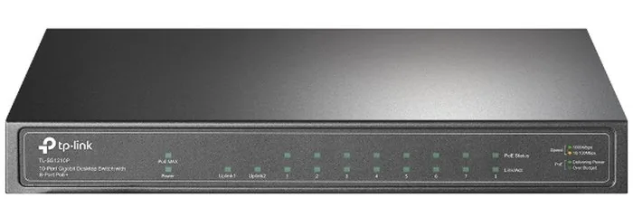 TP-Link TL-SG1210P - Přepínač - neřízený - 8 x 10/100/1000 (PoE+) + 1 x 10/100/1000 (uplink) + 1 x Gigabit SFP (uplink) - desktop - PoE+ (63 W)