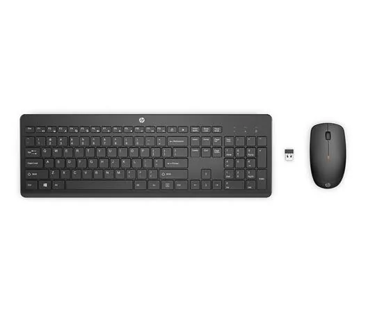 HP 235 - Sada klávesnice a myši - 3-zónová rozložení, nízký profil klávesového zdvihu - 100% - full size - bezdrátový - 2.4 GHz - česká/slovenská - černá - Smart Buy