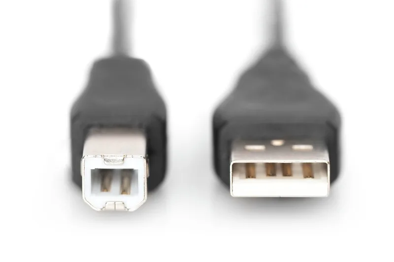 Digitus USB kabel A/samec na B/samec, 2x stíněný, černý, 1,8m