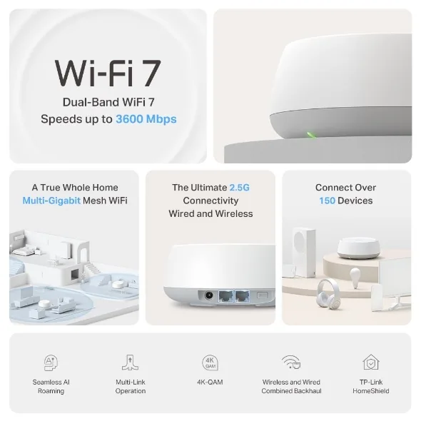 TP-Link Deco BE25 V1 - Systém WiFi - (2 routery) - mesh 1GbE, 2.5GbE, Wi-Fi 7 Dual Band