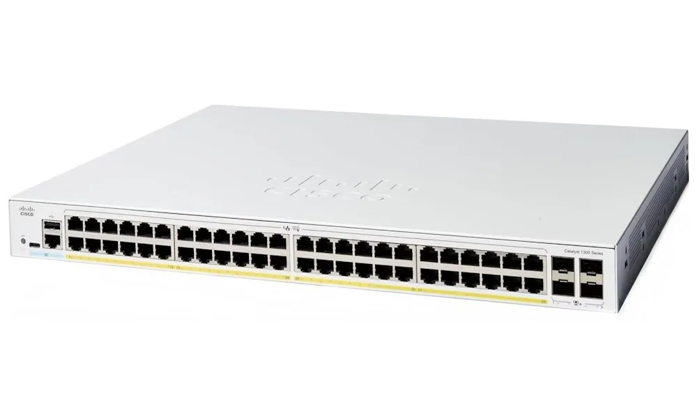 Cisco Catalyst 1300-48FP-4G - Přepínač - L3 - řízený - 48 x 10/100/1000 (PoE+) + 4 x gigabitů SFP - Lze montovat do rozvaděče - PoE+ (740 W)