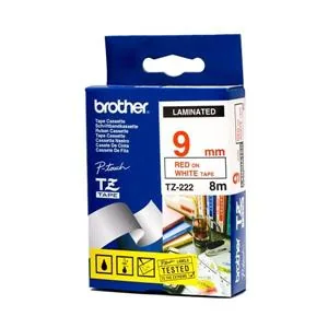 Brother TZe-222 - Červená na bílé - Role (0,9 cm x 8 m) 1 kazeta/y lamino páska - pro Brother PT-D210, D600, H110, P750, P950; P-Touch Cube PT-P300; P-Touch Cube Pro PT-P910