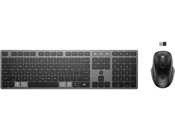 HP 725 - Sada klávesnice a myši - více zařízení, dobíjecí, napájené pomocí SuperCapacitor - full size - bezdrátový - Bluetooth, 2.4 GHz - česká/slovenská - nightfall black - Smart Buy