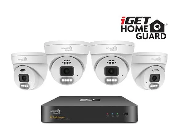 iGET HOMEGUARD HGNVK84804 - kamerový PoE set 2K NVR 8CH + 4x venkovní kamera se zvukem