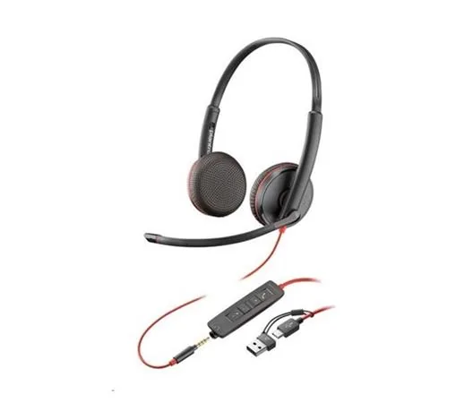 HP Poly Blackwire 3225 - Blackwire 3200 Series - náhlavní souprava - náhlavní - kabelové - 3.5 mm jack, USB-C - černá - Certified for Skype for Business, Cisco Jabber Certified, certifikováno Avaya, certifikováno UC