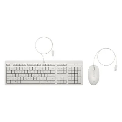 HP 225 - Klávesnice a sada myši - oboustranný, 3-zónové uspořádání, standardní zdvih klíčů - 100% - full size - USB - česká/slovenská - kasmírově bílá