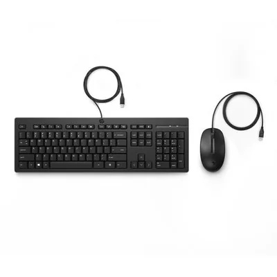 HP 225 - Klávesnice a sada myši - oboustranný, 3-zónové uspořádání, standardní zdvih klíčů - 100% - full size - USB - česká/slovenská - černá