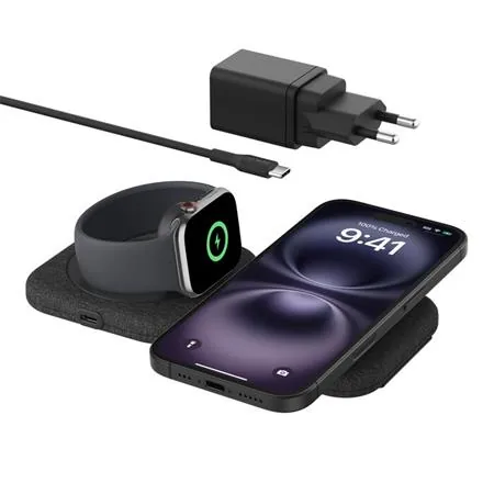 Belkin BOOST CHARGE PRO Qi2 2v1 Bezdrátová skládací cestovní podložka pro iPhone/Apple Watch/AirPods, černá