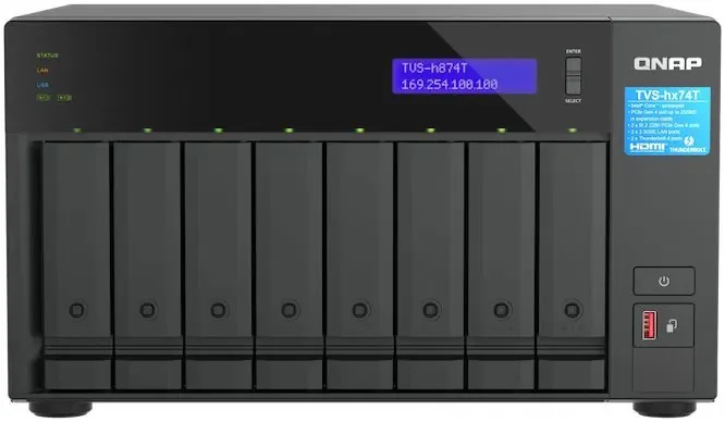 QNAP TVS-h874T-i7-32G (12core, ZFS, 32GB RAM, 8x SATA, 2x M.2 NVMe, 2x 2,5GbE, 2x Thunderbolt 4)