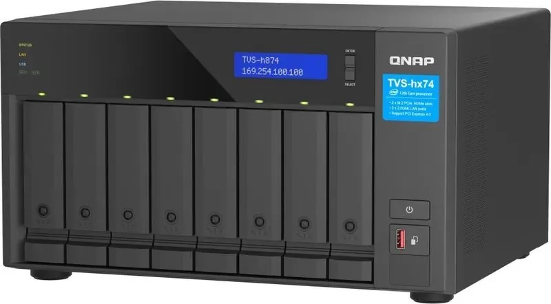 QNAP TVS-h874-i7-32G (12core (i7), ZFS, 32GB RAM, 8x SATA, 2x M.2 NVMe, 2x PCIe, 2x 2,5GbE, HDMI 4K)
