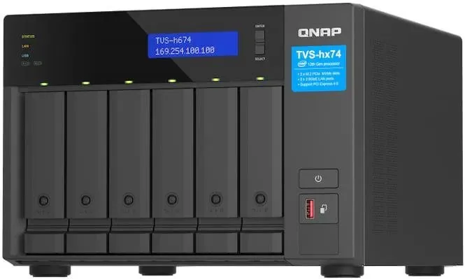 QNAP 6-bay TVS-h674-i3-16G (Core i3 4,3GHz, 16GB DDR4, 6x 3,5", 2x M.2 PCIe Gen4, 2x 2,5GbE)