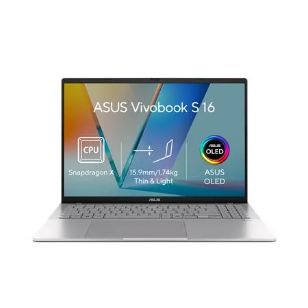 ASUS Vivobook S16 - Snapdragon X X1 26 100/16GB/512GB SSD/16"/WUXGA/OLED/2y PUR/Win 11 Home/stříbrná