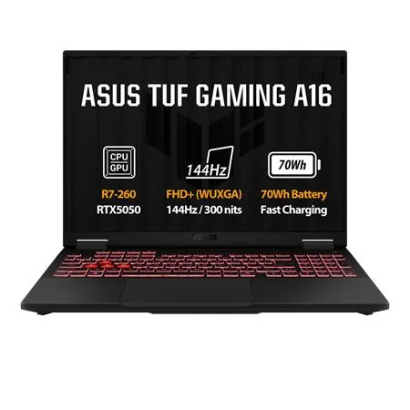 ASUS TUF Gaming A16 - Ryzen 7 260/16GB/512GB SSD/RTX 5050 8GB/16"/WUXGA/IPS/2y PUR/Bez OS/šedá