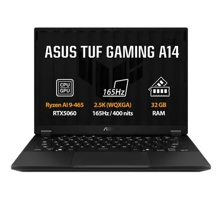 ASUS TUF Gaming A14 - Ryzen AI 9 465/32GB/1TB SSD/RTX 5060 8GB/14"/2,5K/IPS/2y PUR/Bez OS/šedá