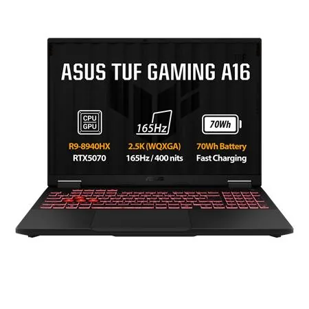 ASUS TUF Gaming A16 - Ryzen 9 8940HX/32GB/1TB SSD/RTX 5070 8GB/16"/2,5K/IPS/2y PUR/Win 11 Home/šedá