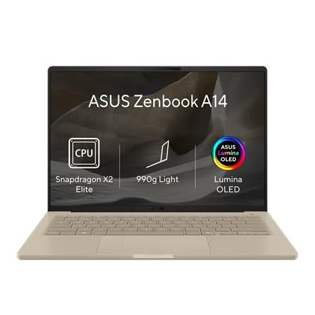 ASUS Zenbook A14/UX3407QA-OLED647WZ/SD-X1-26-100/14"/WUXGA/32GB/512GB/Adreno/W11H/Gold/2R